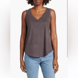 Philosophy Republic Clothing V-Neck Suede Tank Top, Gunmetal Gray, XL, NWT